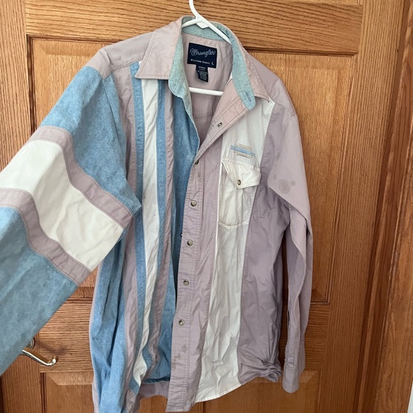 Wrangler vintage cotton 3 tone , pearl snap Western shirt - Picture 2 of 6